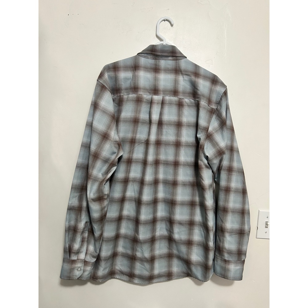 Dixxon Flannel Company Dawn Patrol Plaid Snap Button Shirt Mens XL Blue Brown - Picture 2 of 6